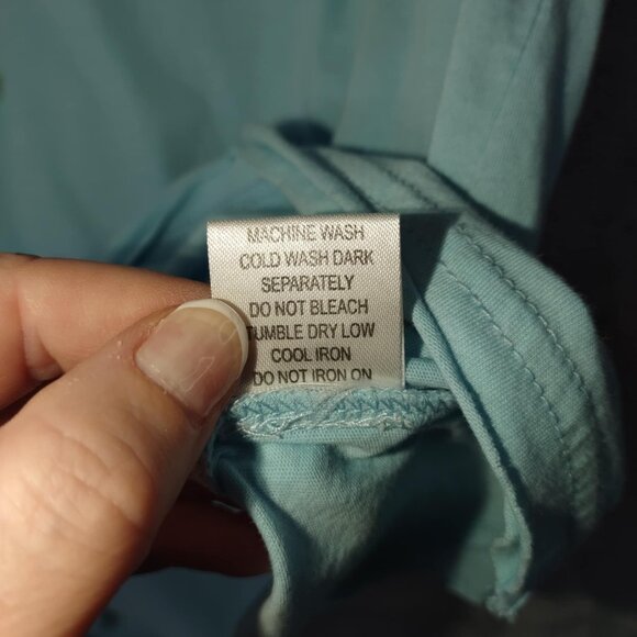 Pussers Women XL Turquoise Blue Royal Navy Traditional Cotton vintage vneck Top - Picture 6 of 12